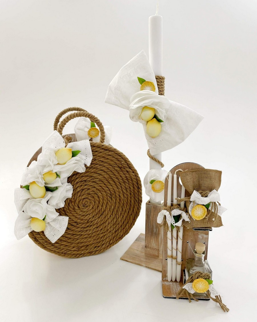 Βαπτιστικό Σετ Lemons με χρώματα λευκό και κίτρινο K22-021