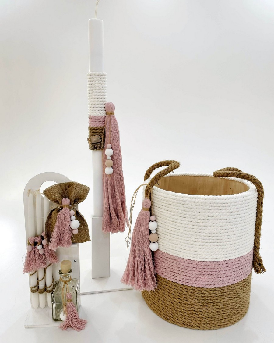 Βαπτιστικό Σετ Basket Pink με χρώματα σάπιο μήλο ,λευκό K22-014