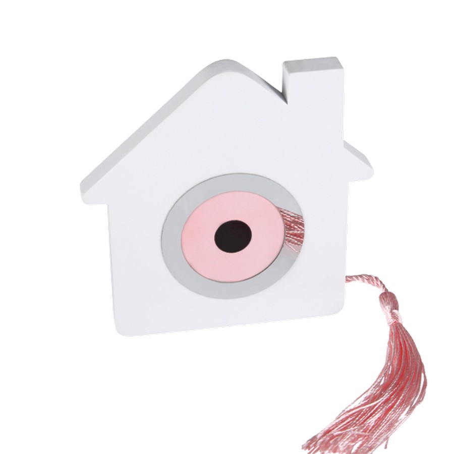 Μπομπονιέρα Βάπτισης Σπίτι με Ματάκι Ροζ Διακοσμητικό