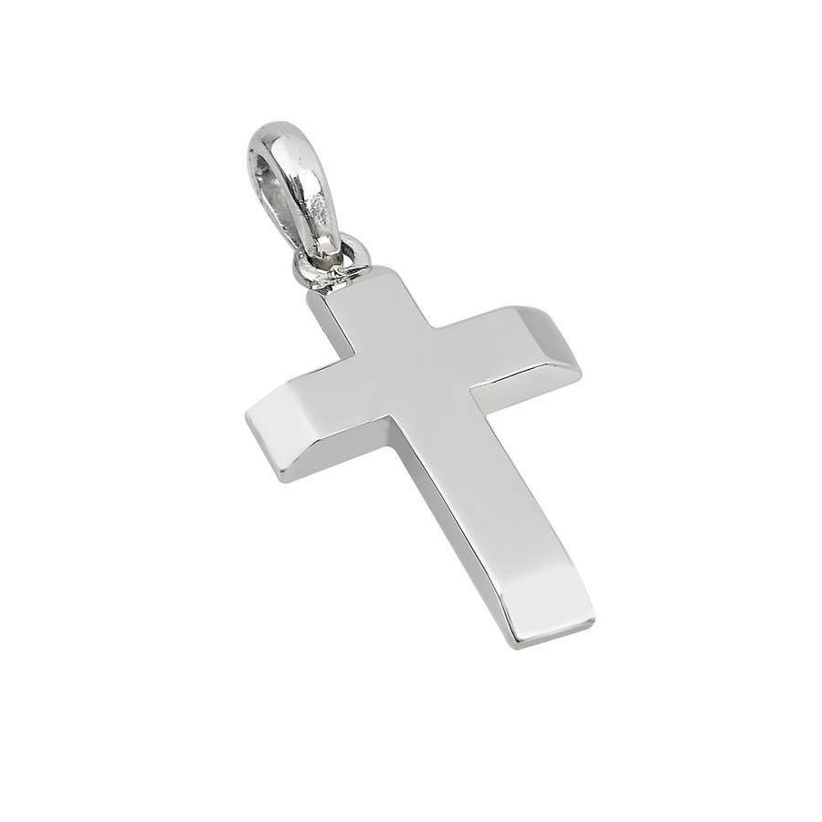 Σταυρός Βάπτισης για Αγόρι Λευκός Χρυσός 14Κ (Μασίφ Χειροποίητος) ΑΣ037