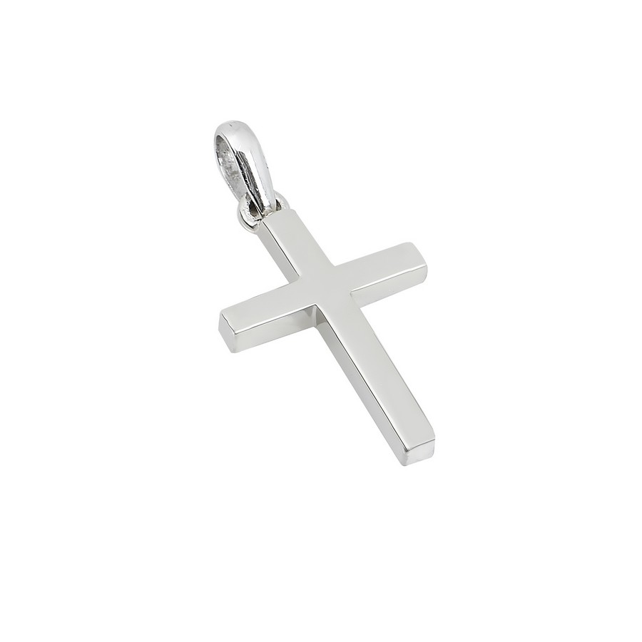 Σταυρός Βάπτισης για Αγόρι Λευκός Χρυσός 14Κ (Μασίφ Χειροποίητος) ΑΣ041