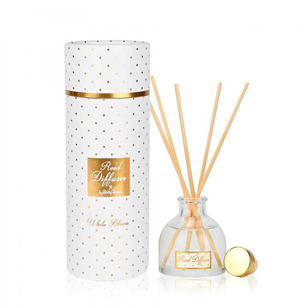 Μπομπονιέρα Αρωματικό χώρου λευκό χρυσό πουά white bloom 50ml