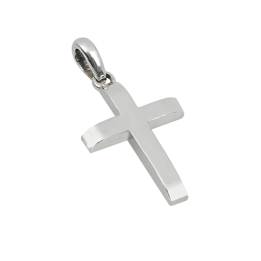 Σταυρός Βάπτισης για Αγόρι Λευκός Χρυσός 14Κ (Μασίφ Χειροποίητος) ΑΣ042