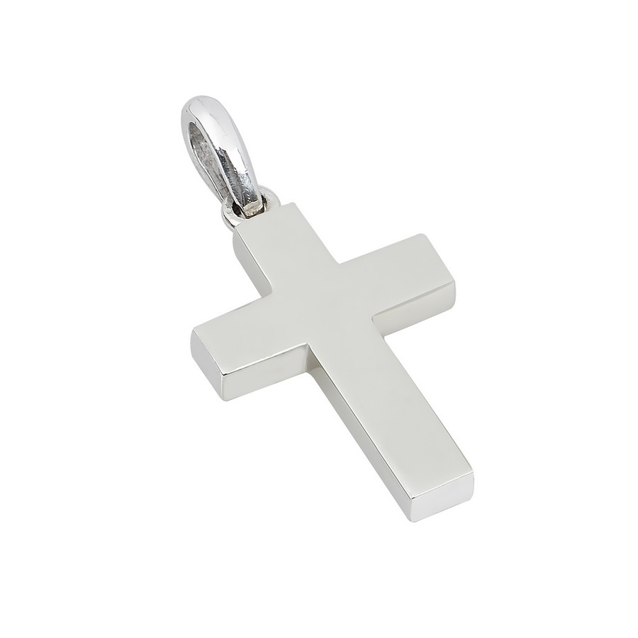 Σταυρός Βάπτισης για Αγόρι Λευκός Χρυσός 14Κ (Μασίφ Χειροποίητος) ΑΣ043