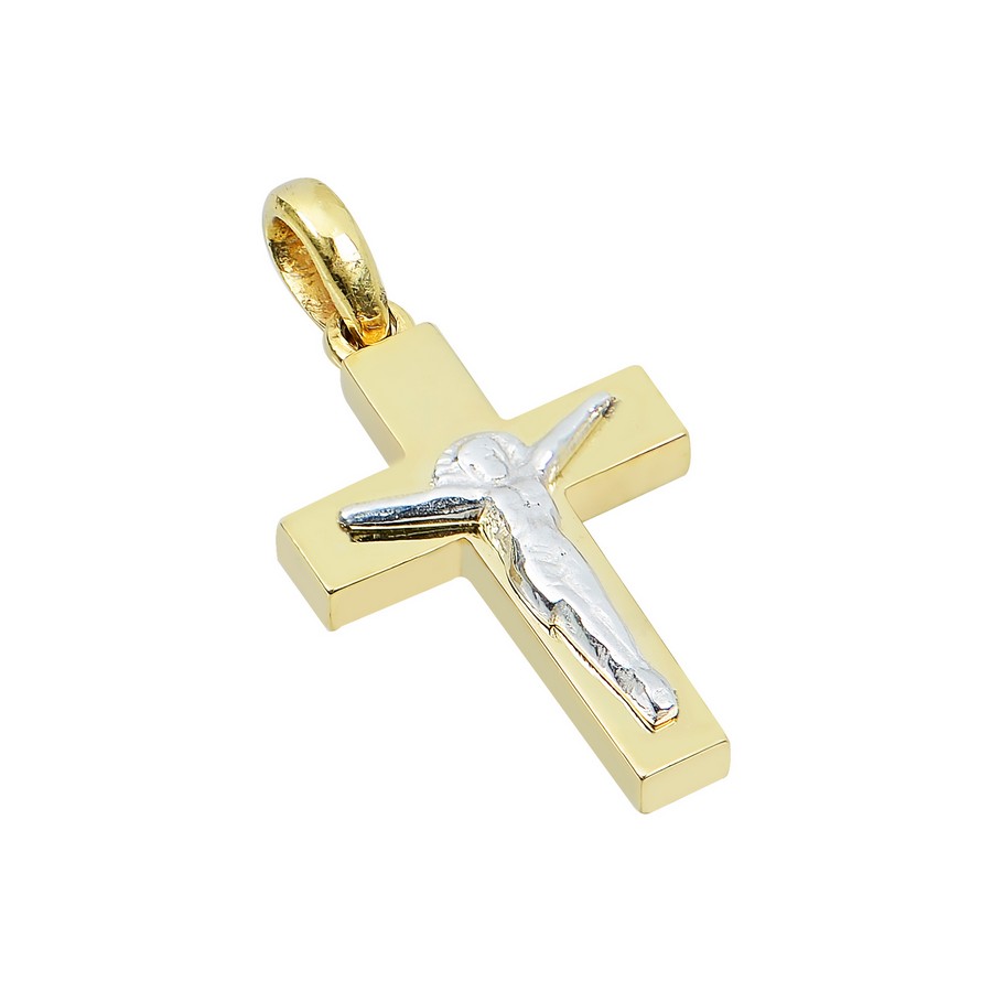 Σταυρός Βάπτισης για Αγόρι Λευκός Χρυσός 14Κ (Μασίφ Χειροποίητος) ΑΣ045