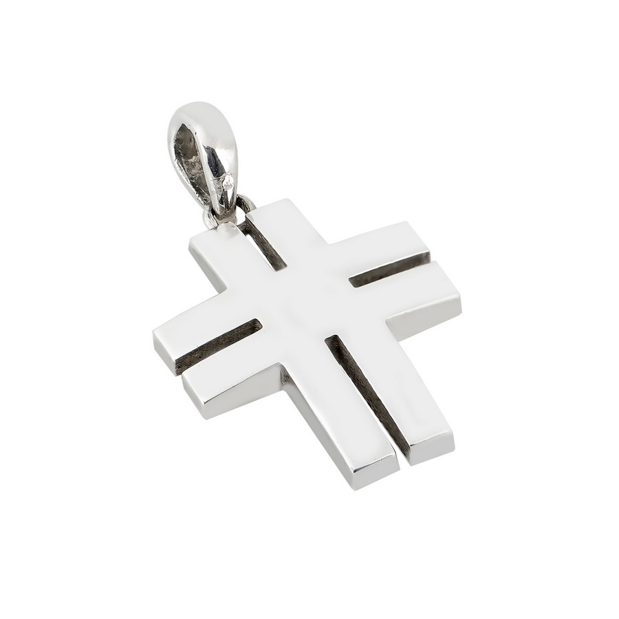 Σταυρός Βάπτισης για Αγόρι Λευκός Χρυσός 14Κ (Μασίφ Χειροποίητος) ΑΣ070