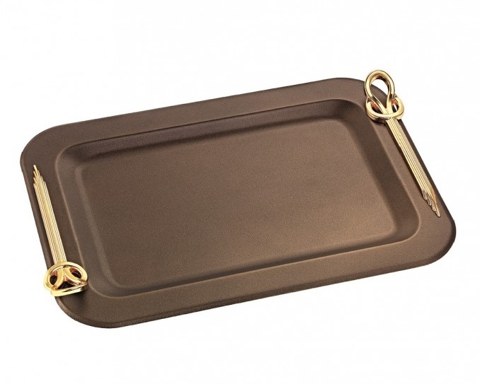 Δίσκος Γάμου BROWN Size: 43x30cm με χρυσά χερούλια ΚΔ 2126