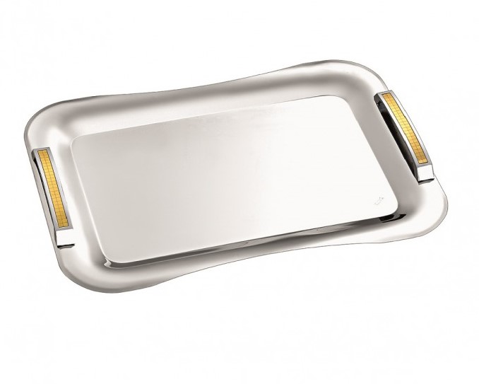 Δίσκος γάμου με χρυσά χερούλια INOX Size: 43x30cm ΚΔ2142