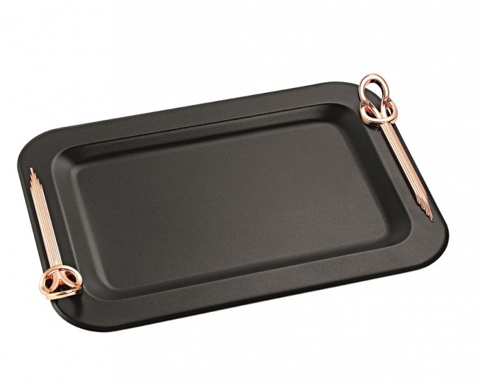 Δίσκος γάμου με ασημένια χερούλια BLACK - SILVER Size: 43x30cm ΚΔ2143