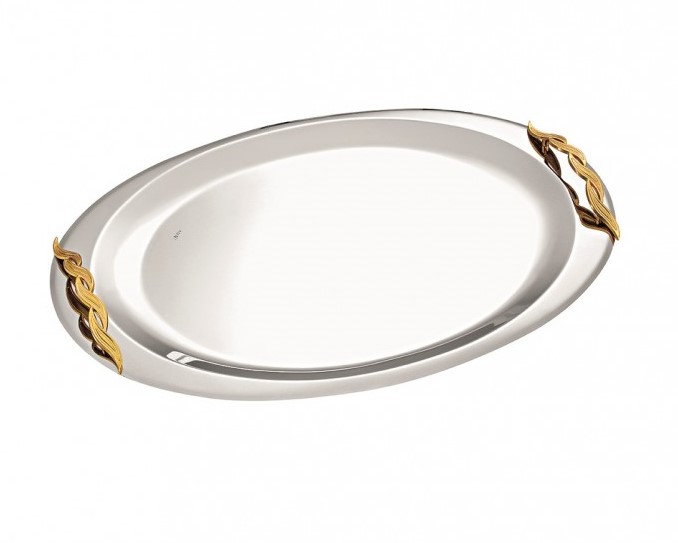 Δίσκος Γάμου με χρυσά χερούλια INOX Size: 47x30cm  ΚΔ2146