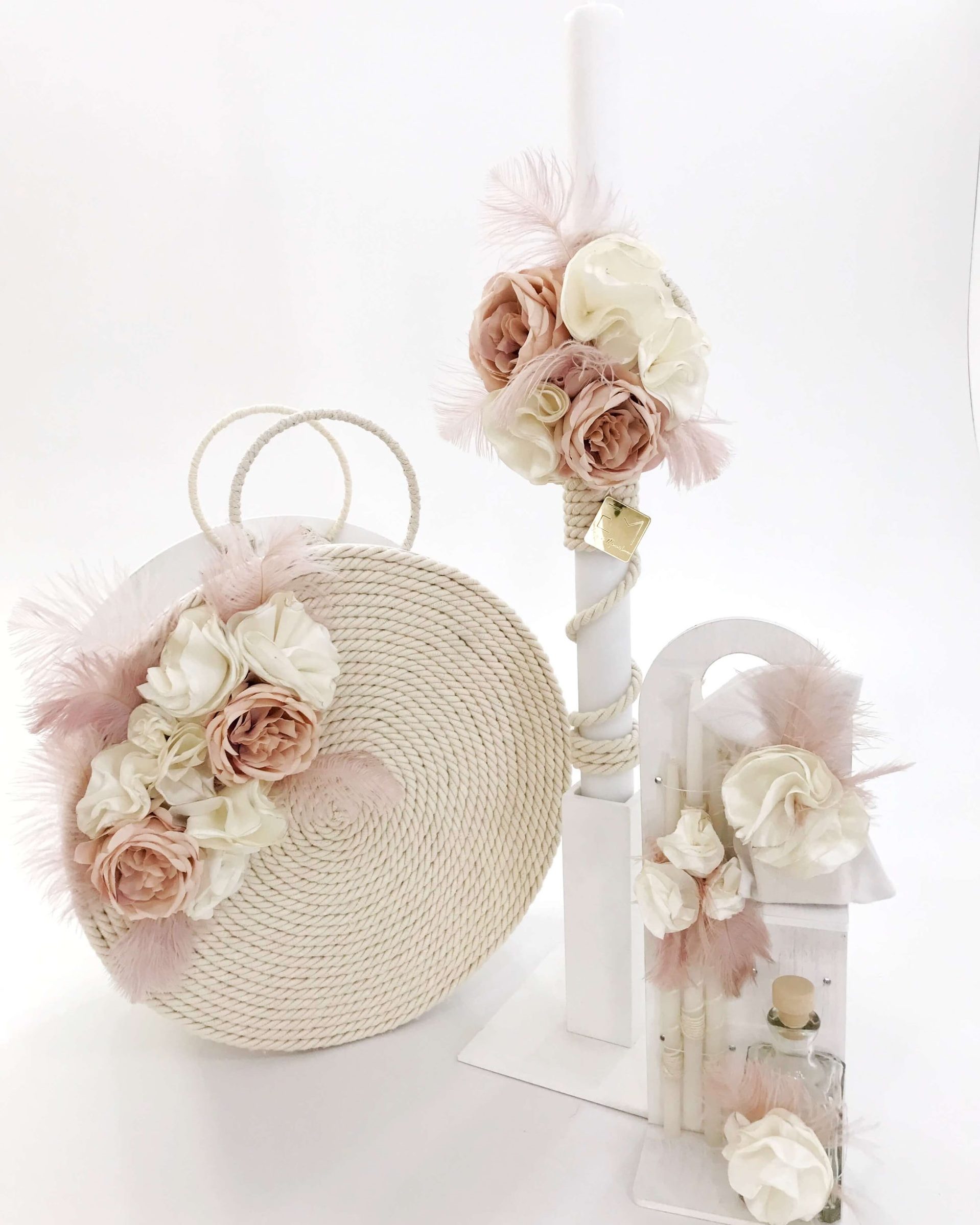 Βαπτιστικό Σετ Feather Boho K22-001 Σάπιο μήλο