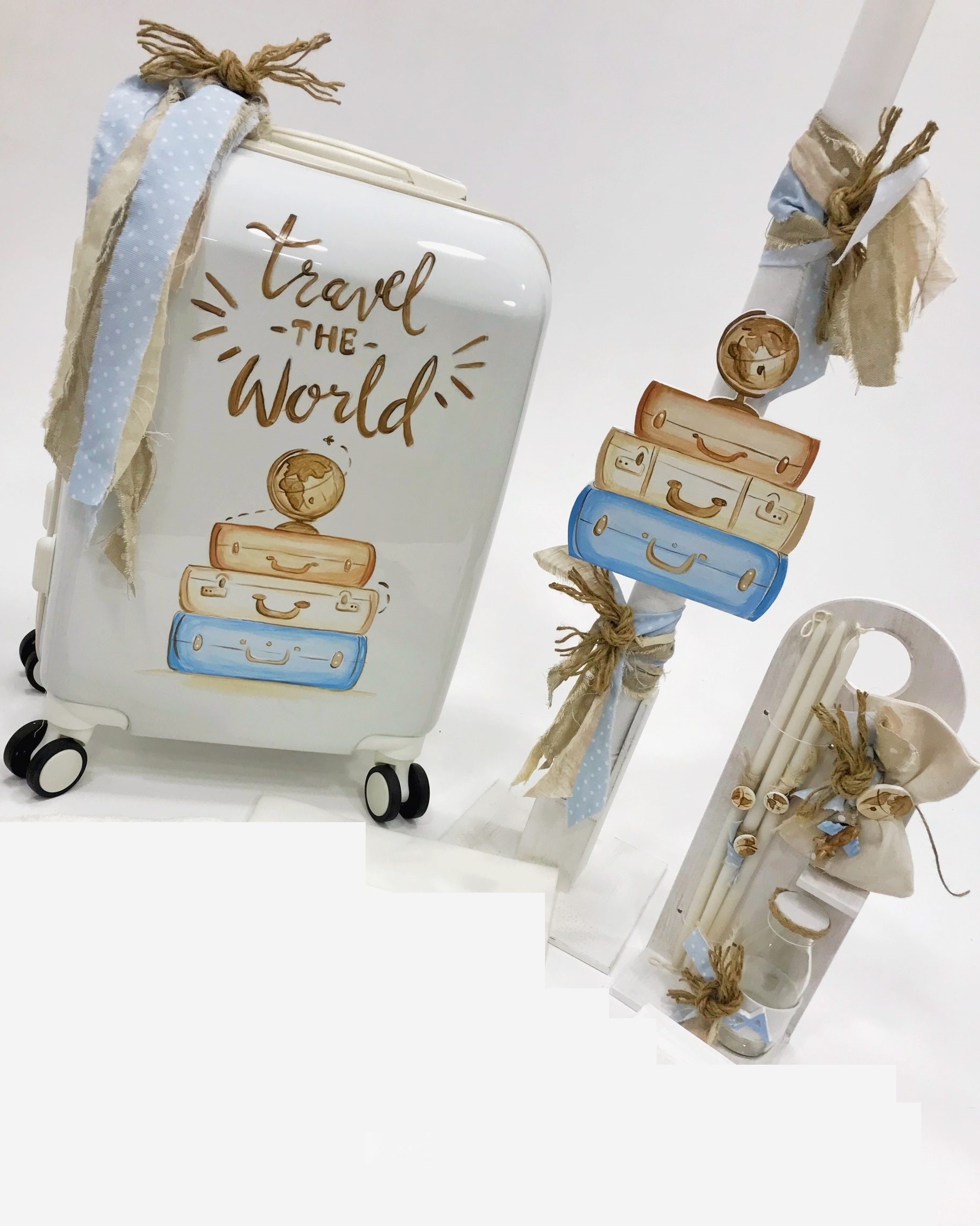 Βαπτιστικό Σετ Travel the World A19-047  Σιελ Φυσικά χρώματα