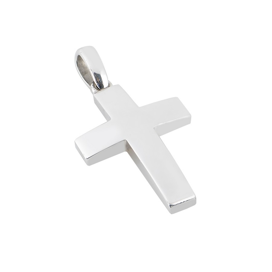 Σταυρός Βάπτισης για Αγόρι Λευκός Χρυσός 14Κ (Μασίφ Χειροποίητος) ΑΣ082