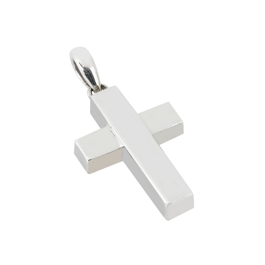 Σταυρός Βάπτισης για Αγόρι Λευκός Χρυσός 14Κ (Μασίφ Χειροποίητος) ΑΣ098