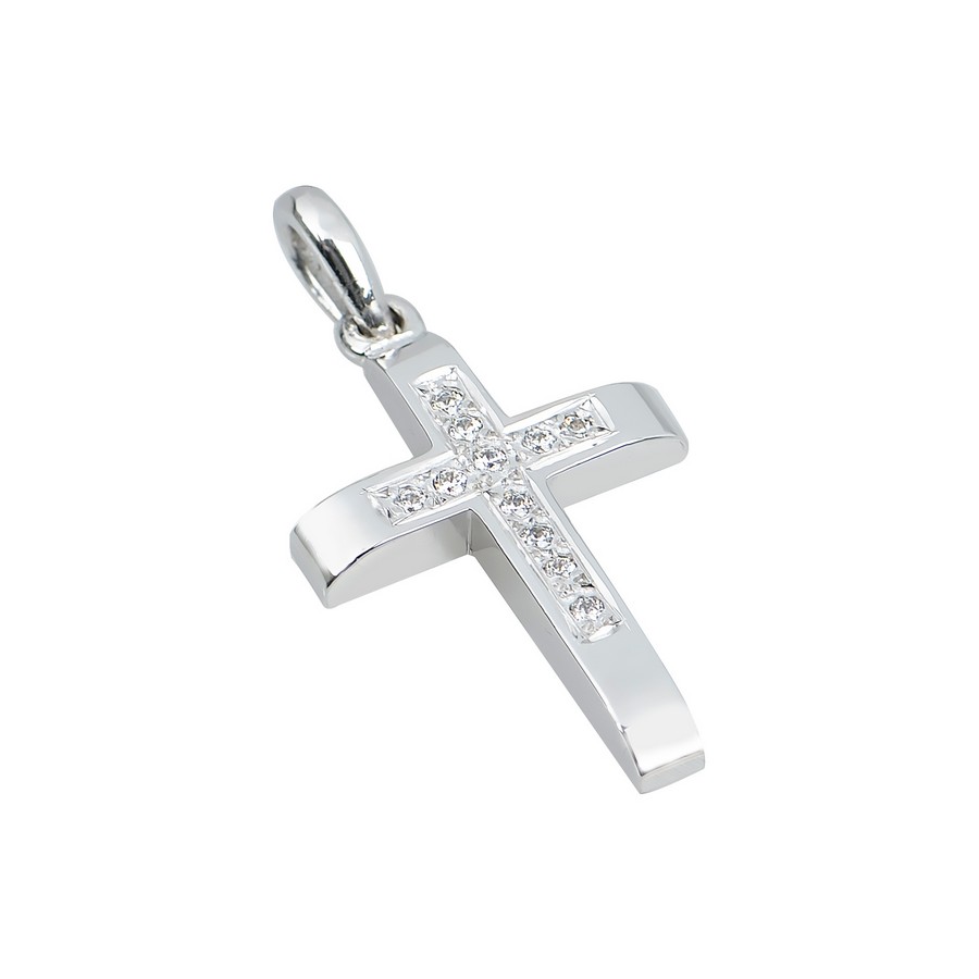 Σταυρός Βάπτισης για Κορίτσι Λευκός Χρυσός 14Κ (Χειροποίητος) ΓΣ001