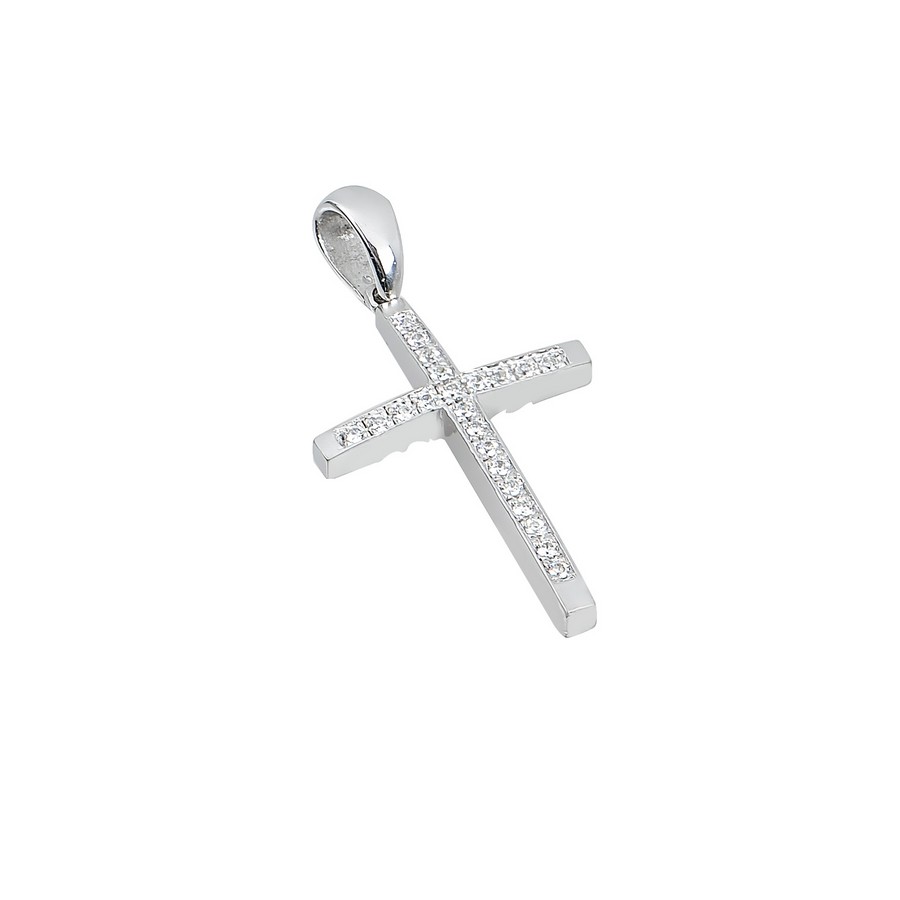 Σταυρός Βάπτισης για Κορίτσι Λευκός Χρυσός 14Κ (Χειροποίητος) ΓΣ004