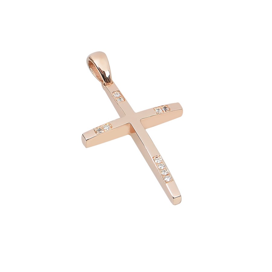 Σταυρός Βάπτισης για Κορίτσι Ροζ Χρυσός 14Κ (Χειροποίητος) ΓΣ009