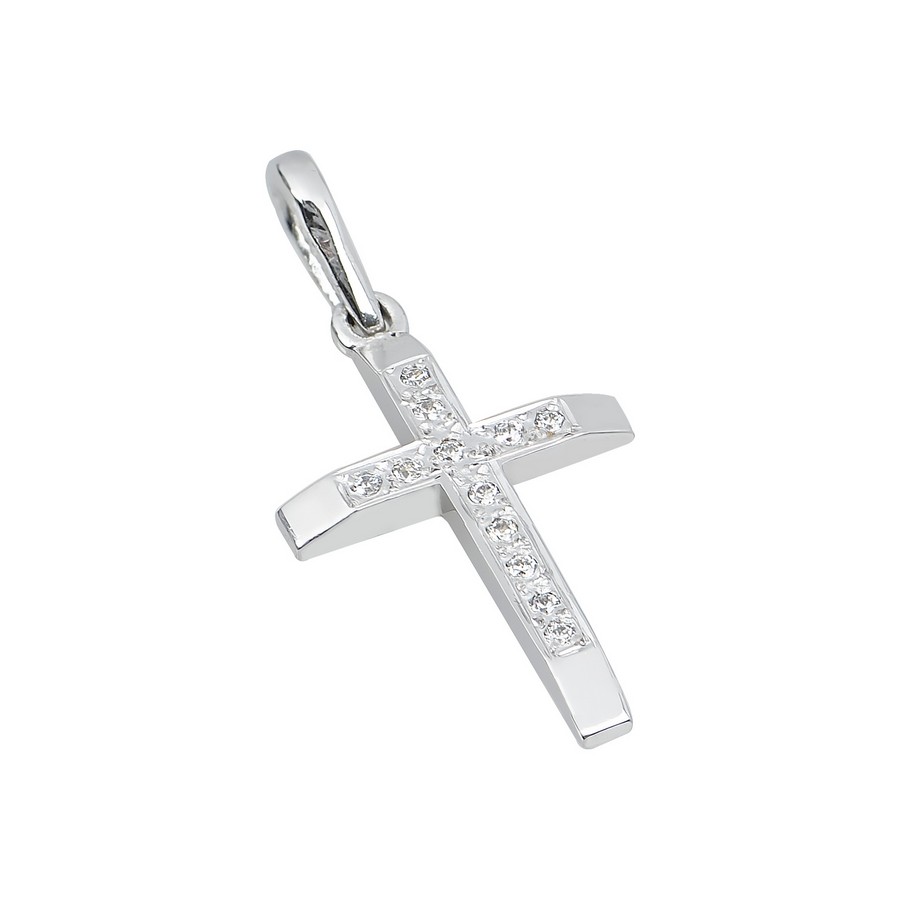 Σταυρός Βάπτισης για Κορίτσι Λευκός Χρυσός 14Κ (Χειροποίητος) ΓΣ014