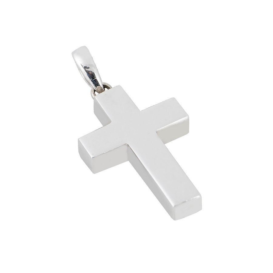 Σταυρός Βάπτισης για Αγόρι Λευκός Χρυσός 14Κ (Μασίφ Χειροποίητος) ΑΣ102