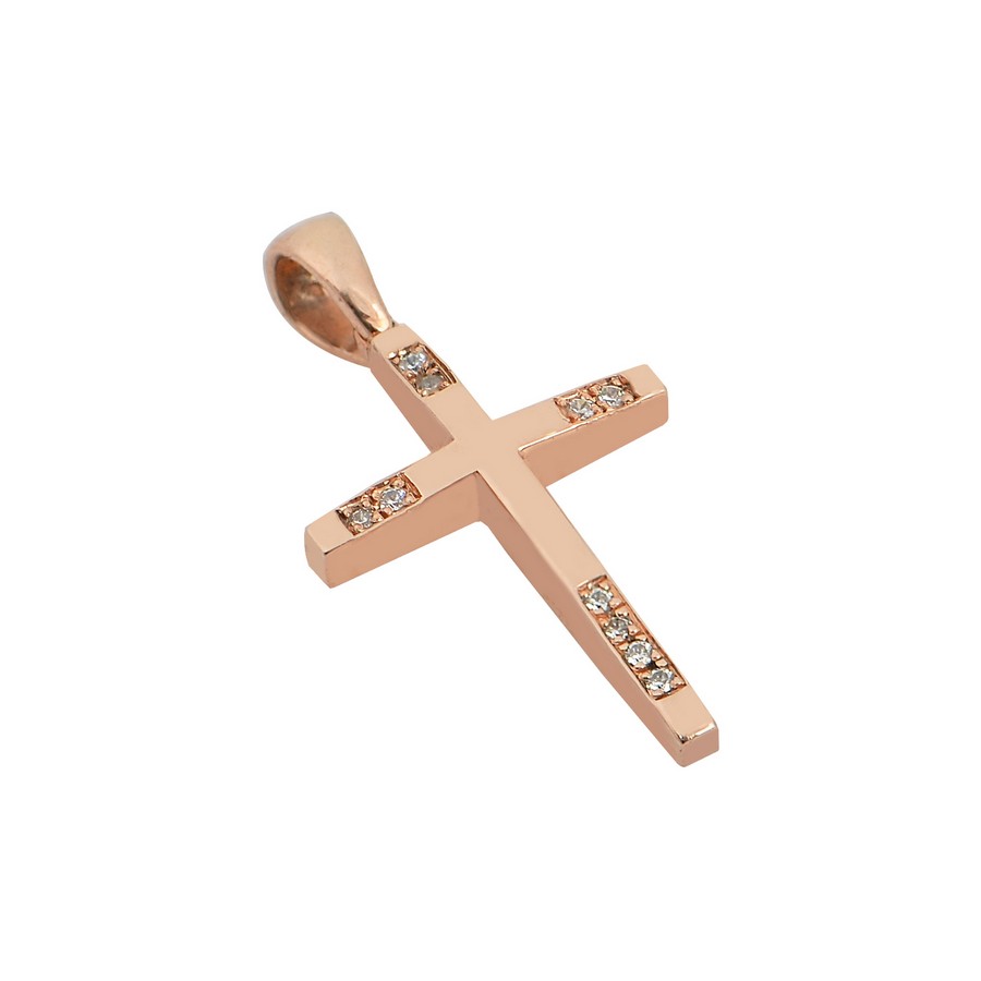 Σταυρός Βάπτισης για Κορίτσι Ροζ Χρυσός 14Κ (Χειροποίητος) ΓΣ134
