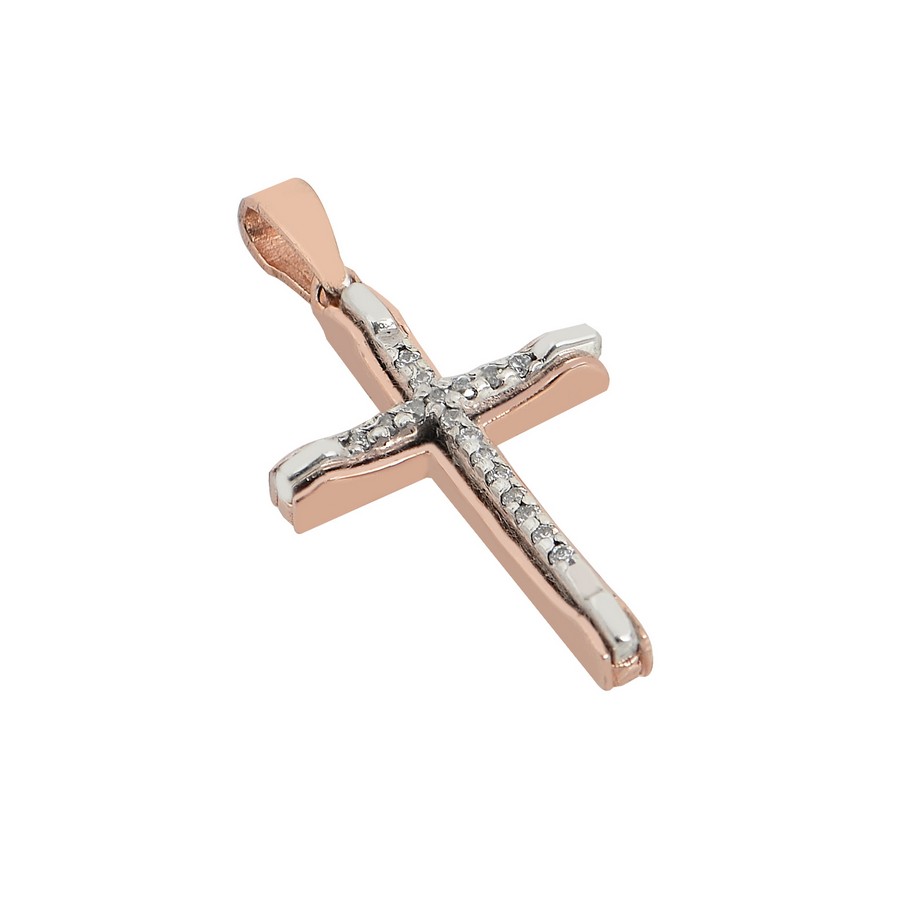 Σταυρός Βάπτισης για Κορίτσι Ροζ Χρυσός 14Κ (Χειροποίητος) ΓΣ137