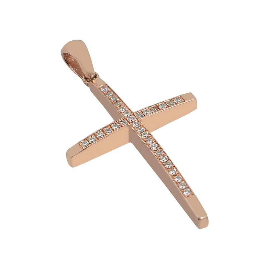 Σταυρός Βάπτισης για Κορίτσι Ροζ Χρυσός 14Κ (Χειροποίητος) ΓΣ138