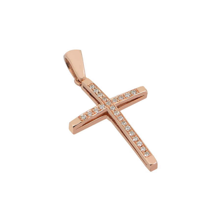 Σταυρός Βάπτισης για Κορίτσι Ροζ Χρυσός 14Κ (Χειροποίητος) ΓΣ139