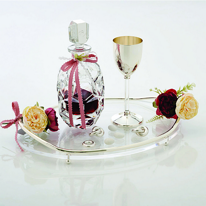 Σετ Γάμου 3τμχ Κρυστάλλινο Επάργυρο Ηράνθεμο