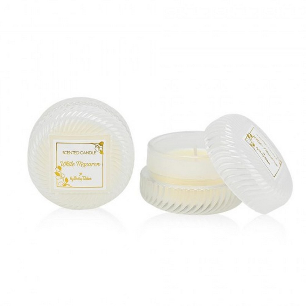 Μπομπονιέρα Κερί μακαρόν μπεζ λευκό ST00826