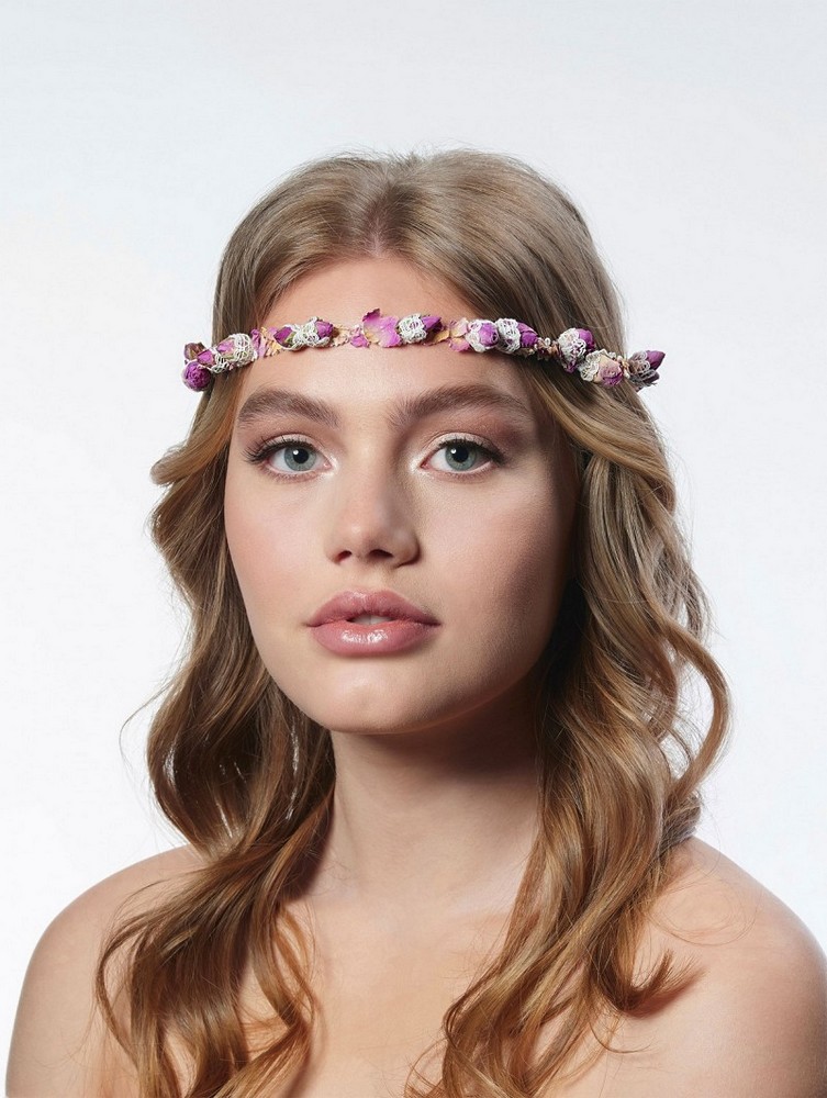 Κορδέλα κεφαλιού με αληθινά τριαντάφυλλα σε κορδέλα δαντέλα BB-8606