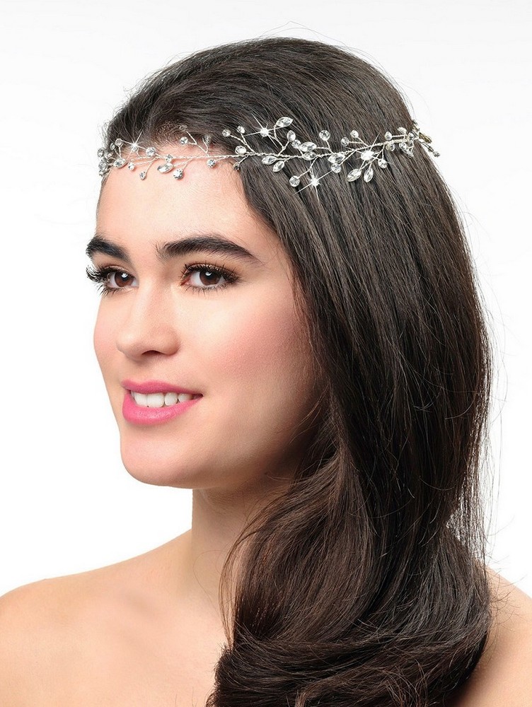 Κόσμημα μαλλιών διακοσμημένο με διαφορετικά σχήματα στρας σε σχήμα φύλλου BB-658