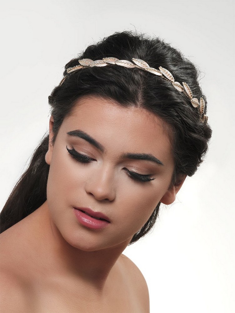 Κόσμημα μαλλιών με φύλλα και στρας BB-725