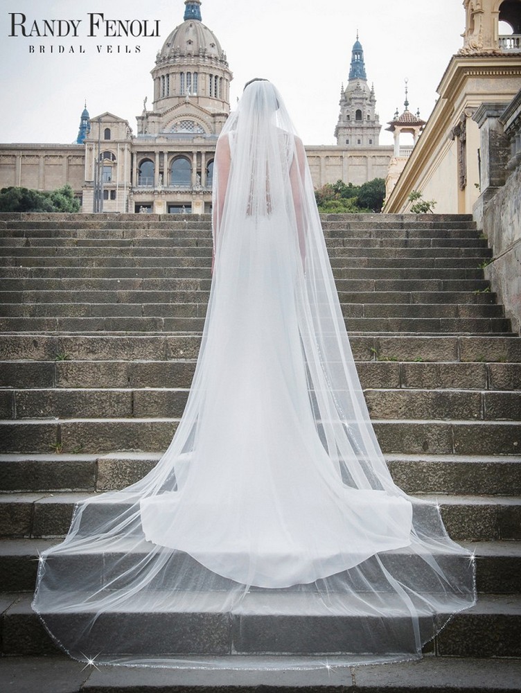 Πέπλο από τη συλλογή Randy's Favorites Πέπλο μονής στρώσης σε απαλό τούλι διακοσμημένο με κρύσταλλα και στρας Μήκος 300 cm. S703-300--1--SOFT