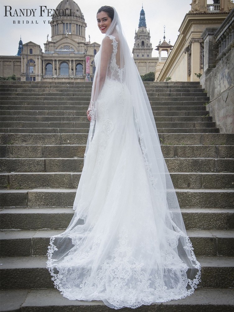 Πέπλο από τη συλλογή Randy's Favorites Πέπλο μονής στρώσης σε απαλό τούλι με πολυτελές κεντημένο δαντέλα λουλουδάτο μοτίβο 280 cm S702-280--1--SOFT