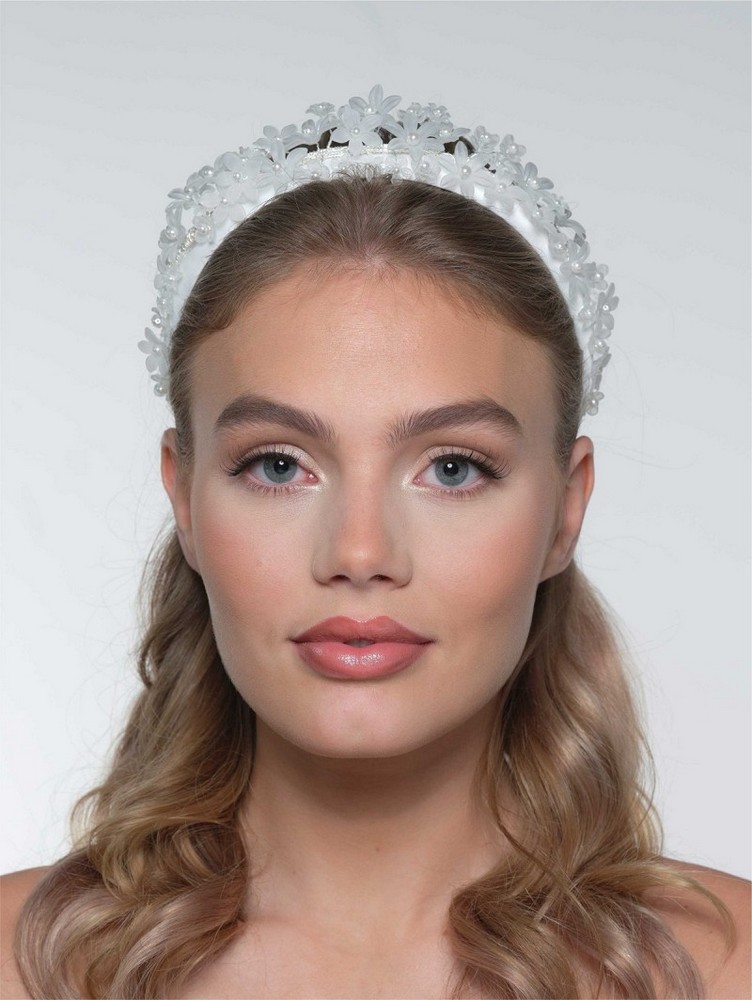 Στέκα μαλλιών διακοσμημένο με λουλούδια και πέρλες BB-289