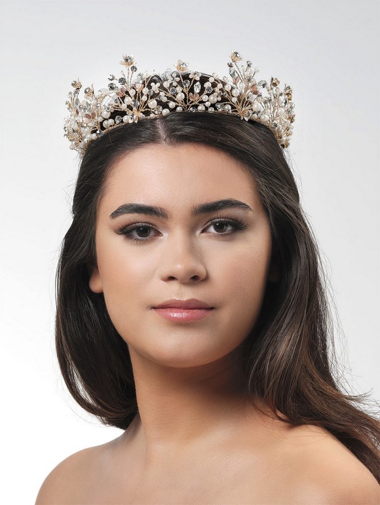 Στέμμα με ροζ χρυσά φύλλα BB-672