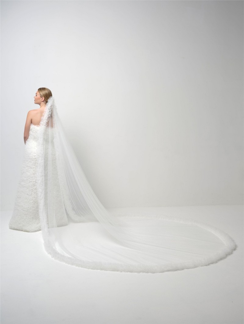 Στρογγυλεμένο πέπλο από μαλακό τούλι με βολάν 300cm S415-300--R--SOFT