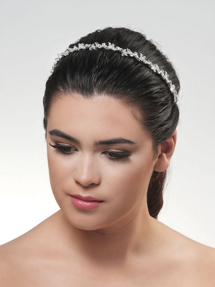 Τιάρα με διακοσμητικά σε σχήμα φύλλου και στρας BB-724