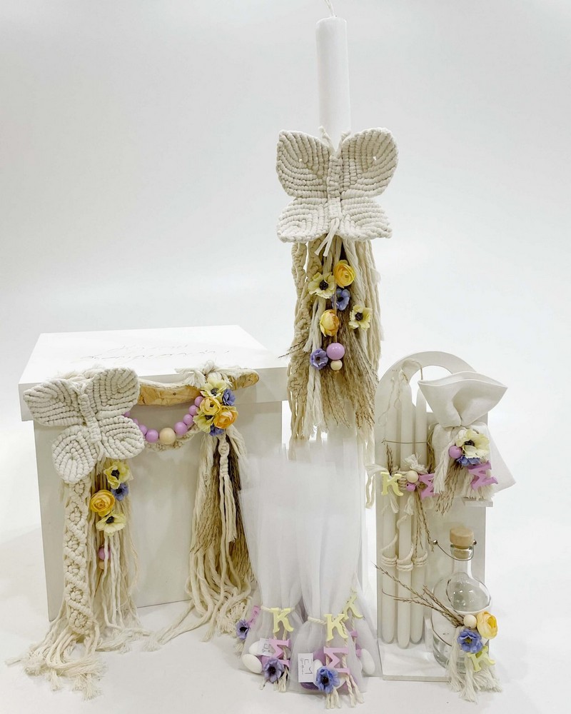 Σετ βάπτισης Macrame Butterly K24-009
