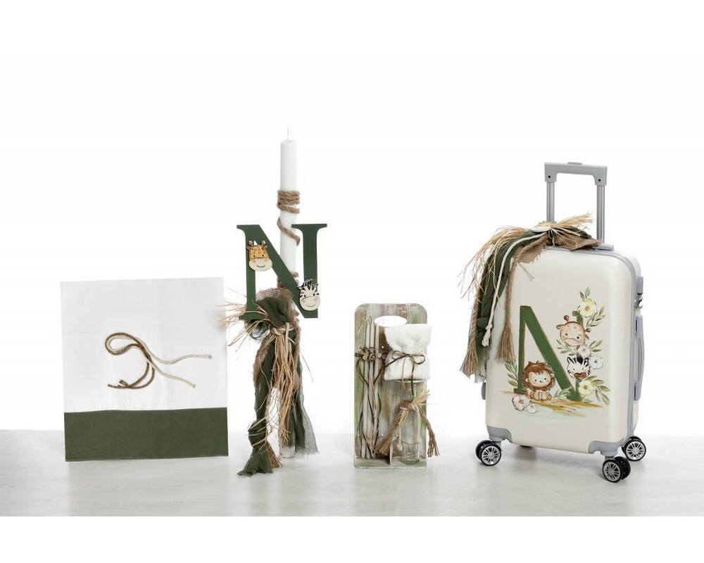 Σετ βάπτισης ΣΚΒ-2405 Ζωάκια Μονόγραμμα