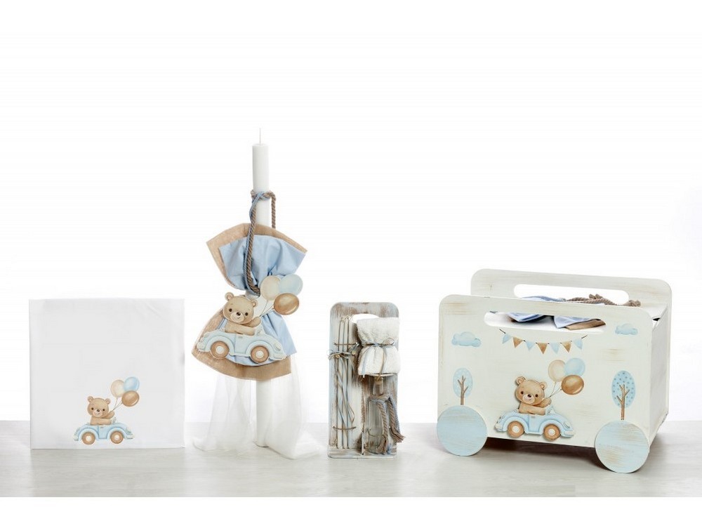 Σετ βάπτισης ΣΚΒ-2416 Αρκουδάκι αυτοκίνητο