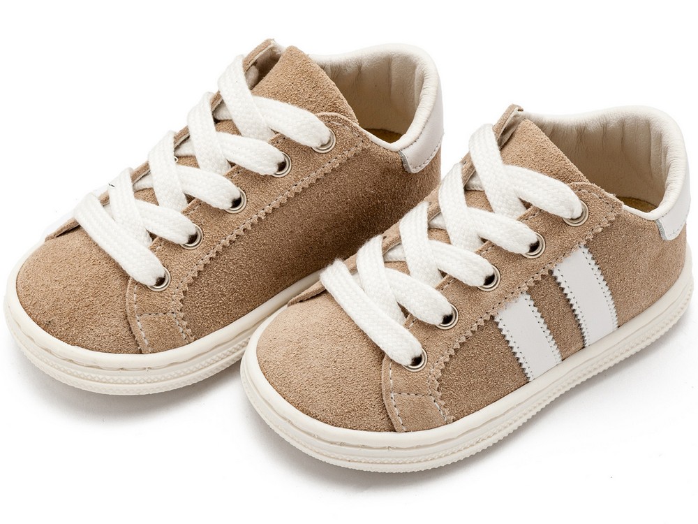 Δετά Δίχρωμα Σνίκερς  BS3086 Μπεζ Λευκό