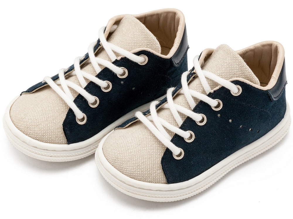 Δετά Δίχρωμα Σνίκερς BS3088 Μπεζ Μπλε