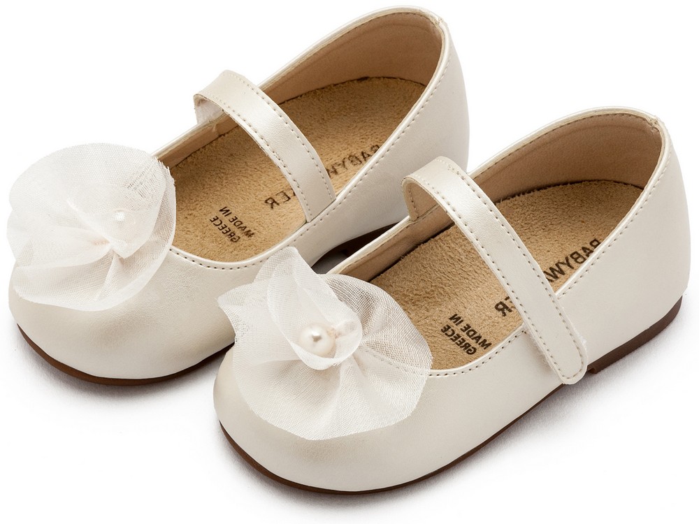 Γοβάκι Μονή Μπαρέτα με Λουλούδι BS3593 Εκρού