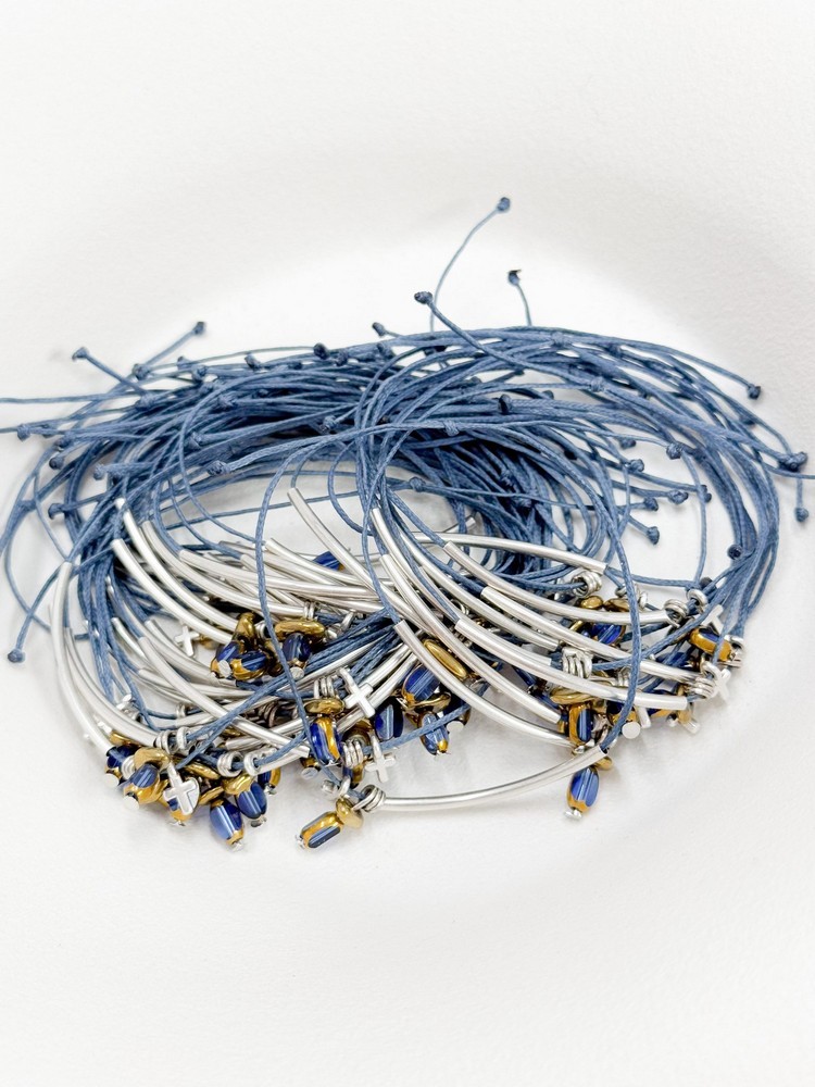 Μαρτυρικό βραχιόλι με ασημί σταυρό,μπάρα και χάντρες G63 (50τμχ)