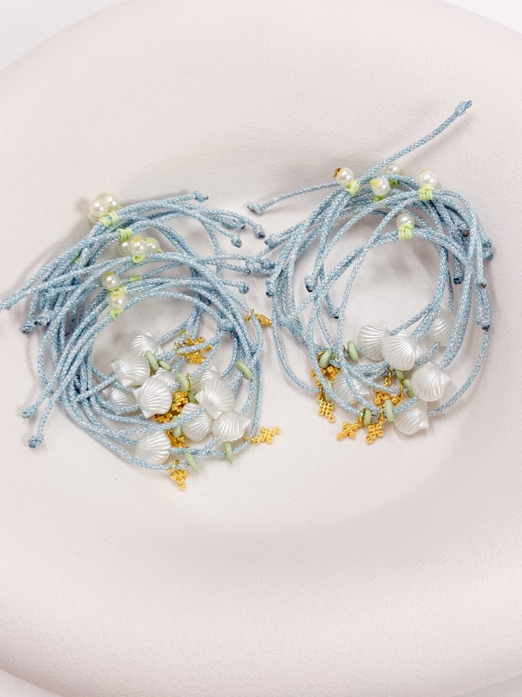 Μαρτυρικό βραχιόλι με επιχρυσωμένο σταυρό,χάντρα αχιβάδα και πέρλα στο δέσιμο L56 (50τμχ)