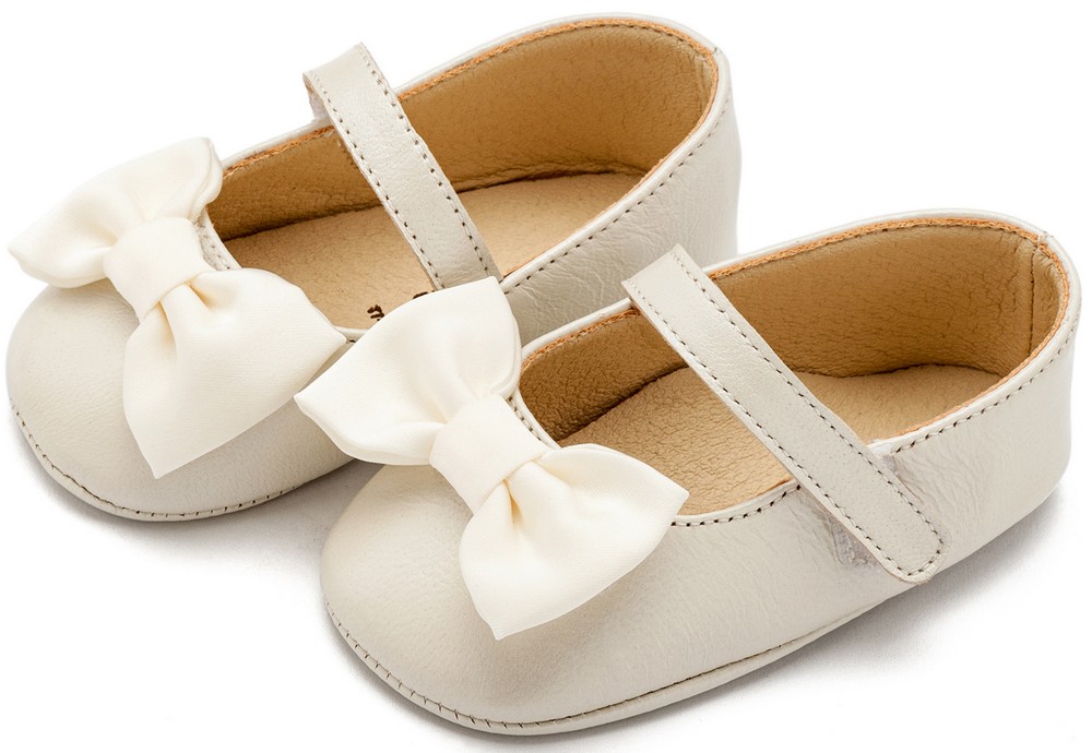 Γοβάκι Μονή Μπαρέτα με Υφασμάτινο Χειροποίητο Φιογκάκι MI1646 Εκρού