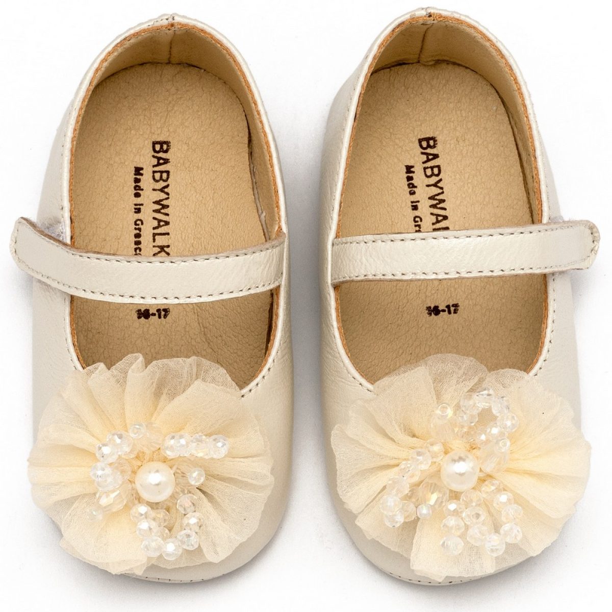 Γοβάκι Μονή Μπαρέτα με Υφασμάτινο Λουλούδι με Χάντρες MI1651 Εκρού - Image 2