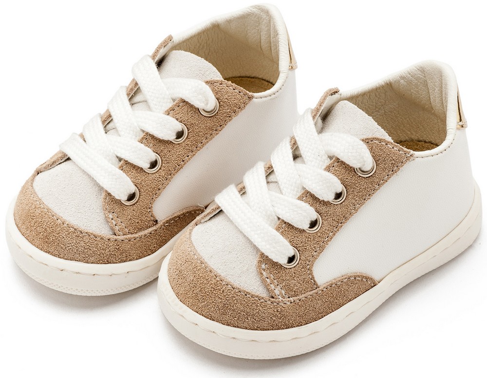 Δερμάτινο Δετό Sneakers PRΙ2120 Λευκό Μπεζ