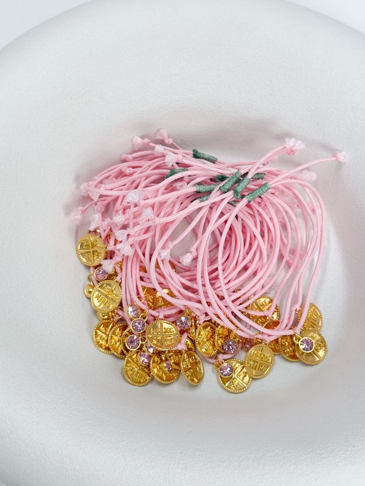 Μαρτυρικό βραχιόλι με κωνσταντινάτο σταυρό, swarovski κρύσταλλο και ροζ κορδόνι R41(50τμχ)